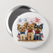 Happy 4th of July Yorkshire Terriër Honden Ronde Button 4,0 Cm (Voorkant /achterkant)