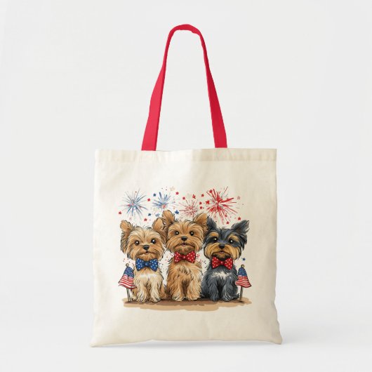 Happy 4th of July Yorkshire Terriër Honden Tote Bag (Voorkant)