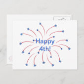 Happy 4th Red White en Blue Fireworks Stars Briefkaart (Voorkant / Achterkant)