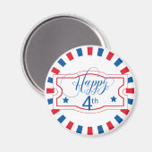 Happy 4th Stars en Stripes ID138 Magneet (Voorkant / Achterkant)