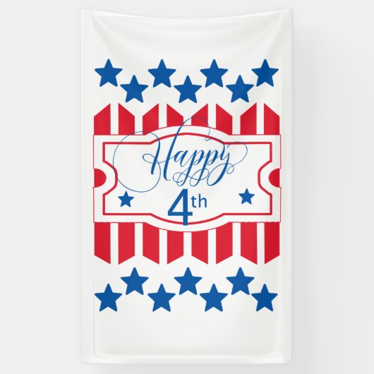 Happy 4th Stars en Stripes ID138 Spandoek (Verticaal)