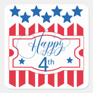 Happy 4th Stars en Stripes ID138 Vierkante Sticker