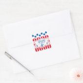 Happy 4th Stars en Stripes ID138 Vierkante Sticker (Envelop)