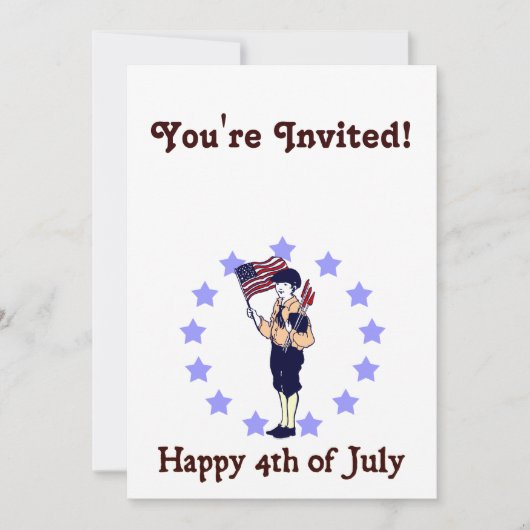 Happy 4th van juli Art Invitation Sjabloon Kaart (Voorkant)