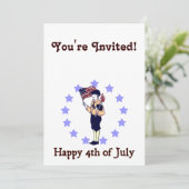 Happy 4th van juli Art Invitation Sjabloon Kaart (Staand voorkant)