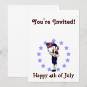 Happy 4th van juli Art Invitation Sjabloon Kaart (Voorkant / Achterkant)