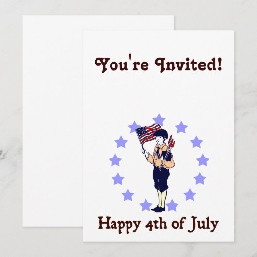 Happy 4th van juli  Art Invitation Sjabloon Kaart (Voorkant / Achterkant)