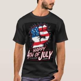 Happy 4th van juli gebalde vuist patriottisch zwar t-shirt