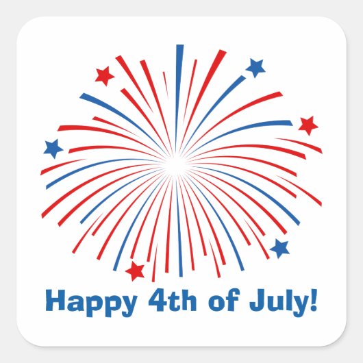 Happy 4th van juli Onafhankelijkheidsdag feest sti Vierkante Sticker (Voorkant)