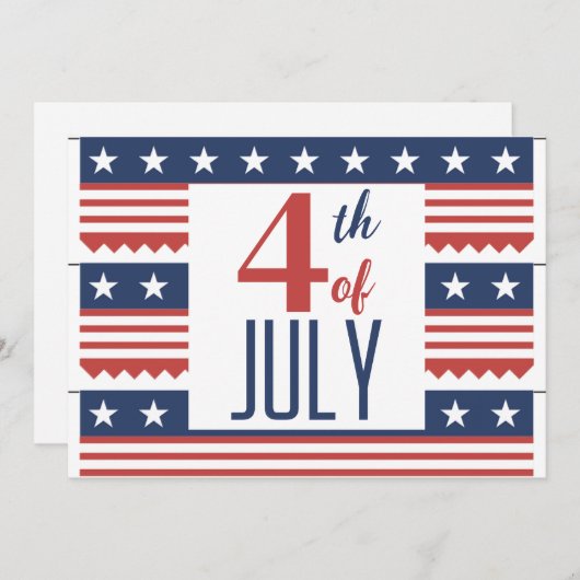 Happy 4th van juli Onafhankelijkheidsdag rood wit Feestdagenkaart (Voorkant / Achterkant)