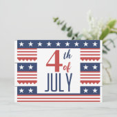 Happy 4th van juli Onafhankelijkheidsdag rood wit  Feestdagenkaart (Staand voorkant)