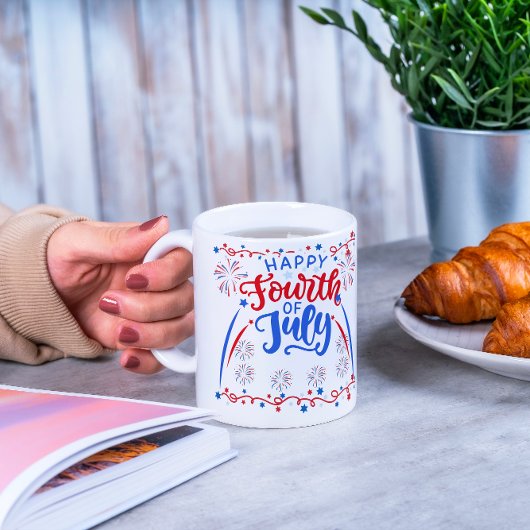 Happy 4TH van juli rood blauw en wit Mok