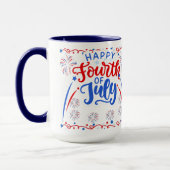Happy 4TH van juli rood blauw en wit Mok (Links)