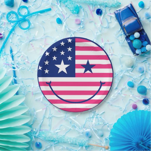 Happy 4th van juli Schattige rood wit en blauw Papieren Bordje (Feest)