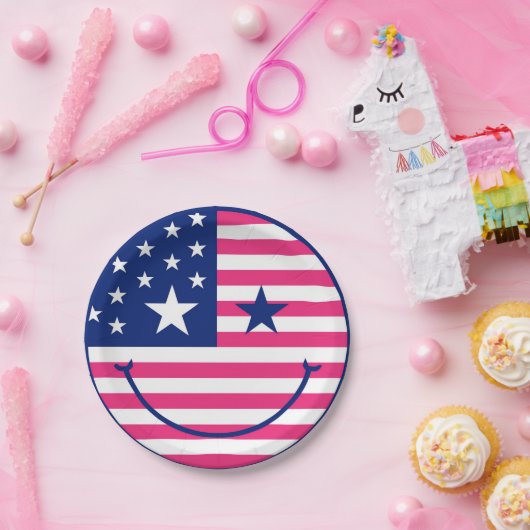 Happy 4th van juli Schattige rood wit en blauw Papieren Bordje (Feest)