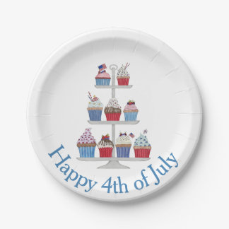 Happy 4th van juli waterverf cupcakes papieren bordje
