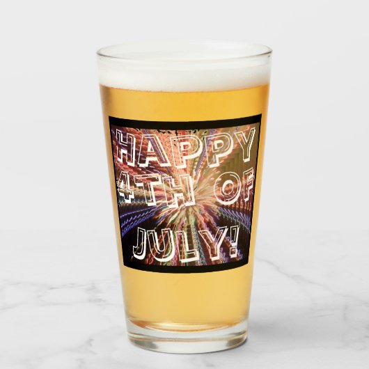HAPPY 4TH VAN JULY GLASS GLAS (Voorkant gevuld)