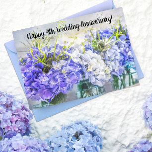 Happy 4th Wedding Jubileum Hydrangeas Kaart