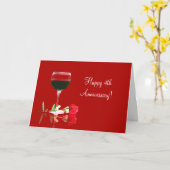 Happy 4th Wedding Jubileum Wine en Roos Kaart (Gele Bloem)