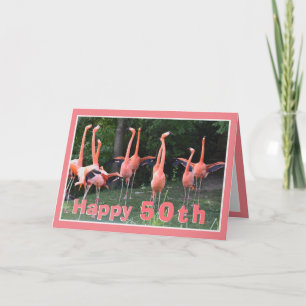 Happy 50 Flamingo Birthday Card Kaart