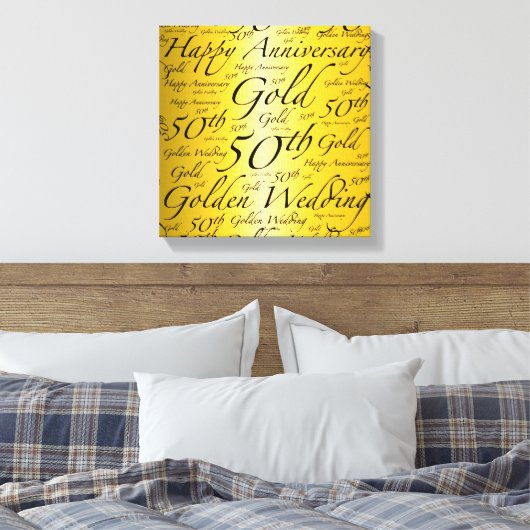 Happy 50e Jubileum Word Art Graphic Canvas Afdruk (Insitu (Slaapkamer))