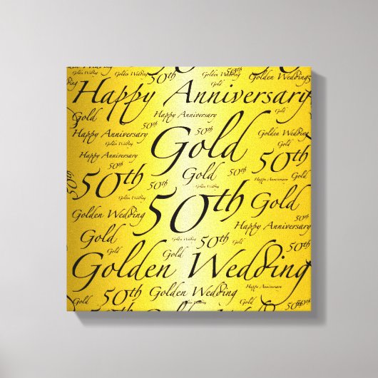 Happy 50e Jubileum Word Art Graphic Canvas Afdruk (Voorkant)
