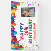 Happy 50h Birthday Colorful Balloons White Spandoek (Verticaal)