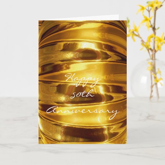 Happy 50ste Jubileum in sprankelend goud Kaart (Gele Bloem)