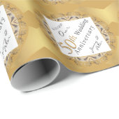 "Happy 50th Anniversary" Matte Gold Color Cadeaupapier (Rol Hoek)