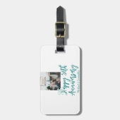 Happy 50th anniversary photo turquoise bow name da bagagelabel (Voorkant verticaal)