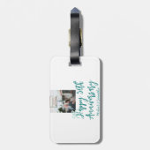 Happy 50th anniversary photo turquoise bow name da bagagelabel (Achterkant verticaal)