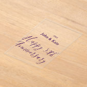 Happy 50th anniversary purple name year simple  acryl uitnodigingen (Laagn)