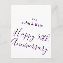 Happy 50th anniversary purple name year simple 