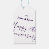 Happy 50th anniversary purple name year simple  cadeaulabel (Voorkant)