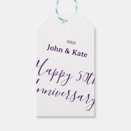 Happy 50th anniversary purple name year simple  cadeaulabel