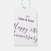 Happy 50th anniversary purple name year simple  cadeaulabel (Achterkant)