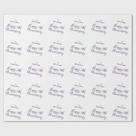 Happy 50th anniversary purple name year simple  cadeaupapier