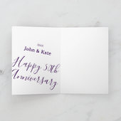Happy 50th anniversary purple name year simple  kaart (Binnen)