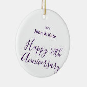 Happy 50th anniversary purple name year simple  keramisch ornament (Rechts)