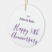 Happy 50th anniversary purple name year simple  keramisch ornament (Links)