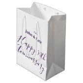 Happy 50th anniversary purple name year simple  medium cadeauzakje (Voorkant Gekanteld)