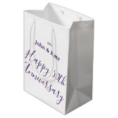 Happy 50th anniversary purple name year simple  medium cadeauzakje (Achterkant Gekanteld)