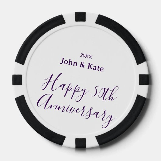 Happy 50th anniversary purple name year simple  poker chips (Voorkant)