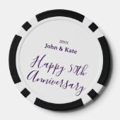 Happy 50th anniversary purple name year simple  poker chips (Achterkant)