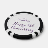 Happy 50th anniversary purple name year simple  poker chips (Enkel)