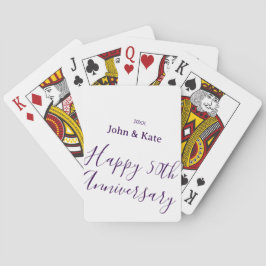 Happy 50th anniversary purple name year simple  pokerkaarten