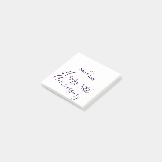Happy 50th anniversary purple name year simple  post-it® notes (Schuin)