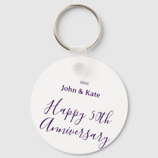 Happy 50th anniversary purple name year simple  sleutelhanger