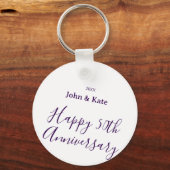 Happy 50th anniversary purple name year simple  sleutelhanger (Achterkant)
