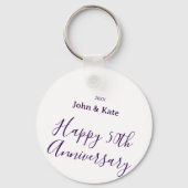 Happy 50th anniversary purple name year simple  sleutelhanger (Achterkant)